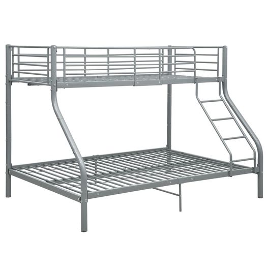 Bunk Bed Frame Grey Metal 140x200 cm/90x200 cm