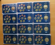 Euro coins sets + Special Edition Banknote Proof commemorative medals 2003 Collection in wood chest