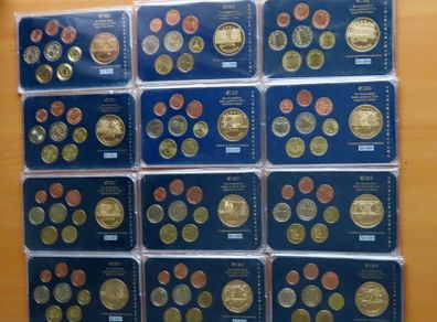 Euro coins sets + Special Edition Banknote Proof commemorative medals 2003 Collection in wood chest