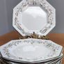 Vintage Johnson Brothers Eternal Beau China, Pink Ribbons Floral Octagonal Plates Image 4