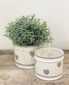Grey Heart Print Pots (set of 2)