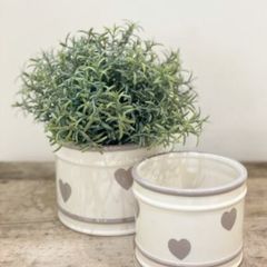 Grey Heart Print Pots (set of 2)
