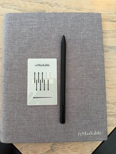 reMarkable 2 with pen, cover and spare nibs
