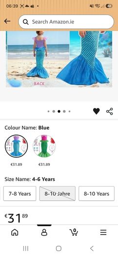 Mermaid Costume for 4-6 yrs
