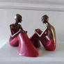 Vintage Bronze Art Deco Sculpture Lady Sitting - Pair Image 10