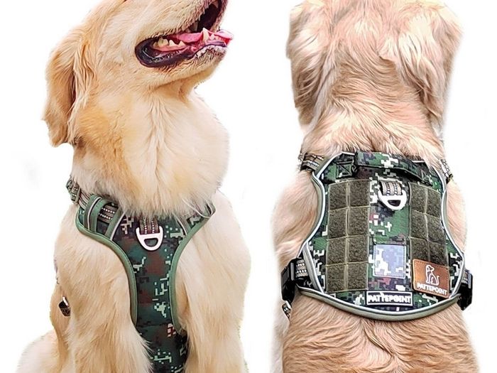 Tactical Dog Harness for Walking Hiking Hunting, Reflective Dog MOLLE Vest Harness with Handle, Working Training Easy Control Service Vest Harnesses