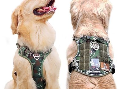 Tactical Dog Harness for Walking Hiking Hunting, Reflective Dog MOLLE Vest Harness with Handle, Working Training Easy Control Service Vest Harnesses