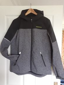Windproof Boys black grey jacket size 13 14 15 years
