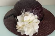 Black Straw Hat with flowers