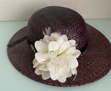 Black Straw Hat with flowers