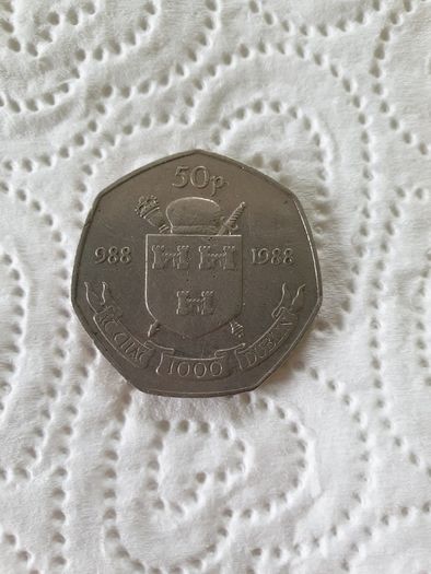 1988 Dublin Millennium 50p Eire Coin Irish Ireland Punt Pence Currency