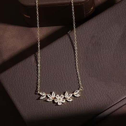 Crystal Pendant Gold Tone Necklace