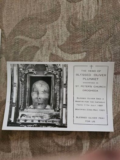 A Real Photograph Postcard Of The Head Of Blessed Oliver Plunket. Circa 1950s Plus 1965 Book The Life If Blessed Iliver Plunket. See Photos For Condition.