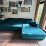 DFS Teal Velvet Corner Sofa with Chaise Image 5