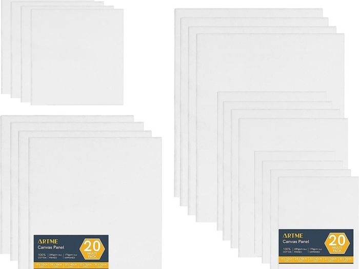 20pcs Canvas Panels (15x20-4pk, 24x30-4pk, 30x40-4pk, 20x20-4pk, 30x30-4pk) 3mm Blank Artist Canvas Board / 280GSM/ 100% Cotton/Triple Primed/Acid Free/Medium Grain- Acrylic And Oil Painting (FREE POSTAGE)