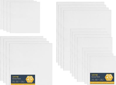 20pcs Canvas Panels (15x20-4pk, 24x30-4pk, 30x40-4pk, 20x20-4pk, 30x30-4pk) 3mm Blank Artist Canvas Board / 280GSM/ 100% Cotton/Triple Primed/Acid Free/Medium Grain- Acrylic And Oil Painting (FREE POSTAGE)