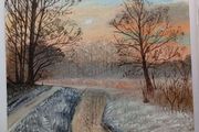 Original Sunlit Winter River Acrylic Painting