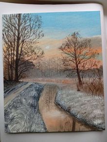 Original Sunlit Winter River Acrylic Painting