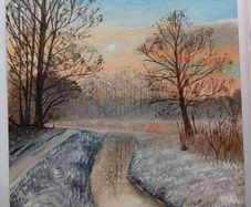 Original Sunlit Winter River Acrylic Painting