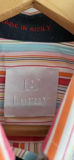 FERNY Made in Sicily Mens Striped Shirt Collar Sz 16 - Rrp 159 (New)