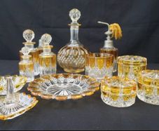 Val Saint Lambert Art Deco crystal vanity set  Belgium circa 1920 til 1930s