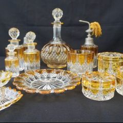 Val Saint Lambert Art Deco crystal vanity set  Belgium circa 1920 til 1930s