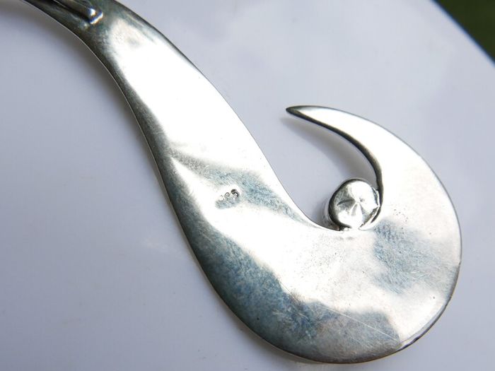 Vintage Sterling Silver 925 Mod Design Blue Purple Drop Pendant Necklace 24" - 13,34g
