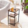_side table, bedside table, with 3 levels, for bedroom, steel frame, for living room, bedroom, industrial design, vintage brown-black Image 2