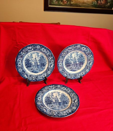 Liberty Blue Independence Hall - classic English transferware from the period of the Bicentennial of American independence