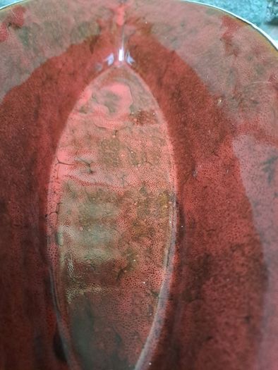 Red glazed bowl oval