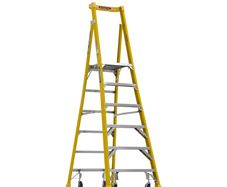 PD7306-4C Podium Fiberglass Ladder Werner With Casters 6ft