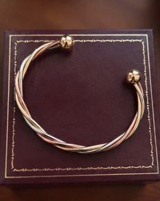 Vintage 9ct Gold Tricolour Torc Bangle