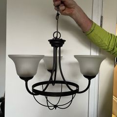 Elegant Oil-Rubbed Bronze 3-Light Chandelier | Frosted Glass Shades