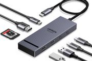 USB C Hub, 8-in-1 4K@60Hz HDMI to USB-C Adapter, 170MB/s microSD SD Card Reader, 3x 10Gbps USB-A/C Ports, 100W PD, 30cm Cable, Aluminum Compact USB Hub for MacBook, HP, Dell, iPad Pro