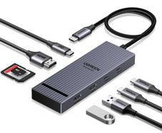 USB C Hub, 8-in-1 4K@60Hz HDMI to USB-C Adapter, 170MB/s microSD SD Card Reader, 3x 10Gbps USB-A/C Ports, 100W PD, 30cm Cable, Aluminum Compact USB Hub for MacBook, HP, Dell, iPad Pro