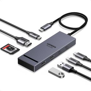 USB C Hub, 8-in-1 4K@60Hz HDMI to USB-C Adapter, 170MB/s microSD SD Card Reader, 3x 10Gbps USB-A/C Ports, 100W PD, 30cm Cable, Aluminum Compact USB Hub for MacBook, HP, Dell, iPad Pro