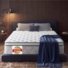 Double Mattress 4FT6, 10inch/25cm Hybrid Memory Foam & Pocket Coils Springs
