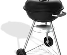 Compact Kettle Charcoal Barbecue (2026 version), 47 cm Cooking Surface, Tripod Stand with Wheels, Heat Resistant, Rustproof Design, Chrome Plated Three Layer Grate
