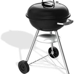 Compact Kettle Charcoal Barbecue (2026 version), 47 cm Cooking Surface, Tripod Stand with Wheels, Heat Resistant, Rustproof Design, Chrome Plated Three Layer Grate