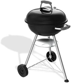 Compact Kettle Charcoal Barbecue (2026 version), 47 cm Cooking Surface, Tripod Stand with Wheels, Heat Resistant, Rustproof Design, Chrome Plated Three Layer Grate