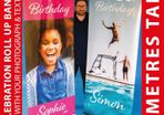Personalised Birthday / Celebration Photo Pop Up Banner Printed with your Photos and Text + Stand & Base for any occasion - 2 Metres Tall