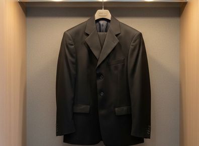 Mens BECKER Black Suit, 2 Piece (Jacket & Trousers)