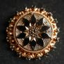 Antique Beautiful Florenza Goldtone Gilt Jet Art Brooch Pin Image 4