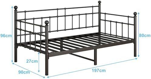 Metal Single Daybed Frame 3ft Sofa Bed Frame,Black