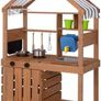 Mud Kitchen for Kids Outdoor, Kids Kitchen Playset with Canopy, Gardening Tools, Chalkboard, Flower Pot, Cookingware, Removable Water Tank, for Boys and Girls 3+, Solid Fir Wood Image 2