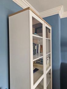 AS NEW white and glass bookcase