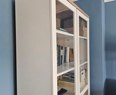 AS NEW white and glass bookcase