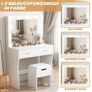 Dressing Table with Lighting and Stool, 90 x 40 cm Dressing Table with Large Mirror and 11 LED Lamps, Adjustable Brightness, 2 Drawers, Modern Cosmetic Table, White Image 6