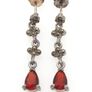 Vintage 925 Sterling Silver Garnet & Marcasite Gothic Stud Earrings Image 3