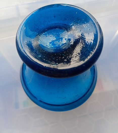 Handmade mouth-blown/ free-blown turquoise blue/green glass